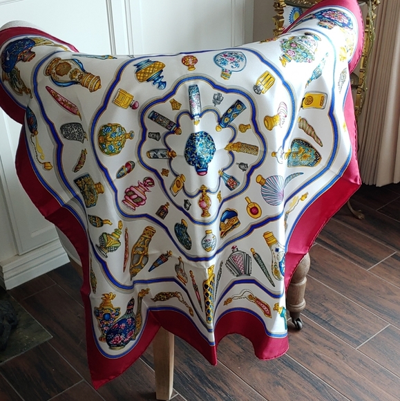 Vintage Hermes Perfume Bottle silk scarf - Picture 2 of 9